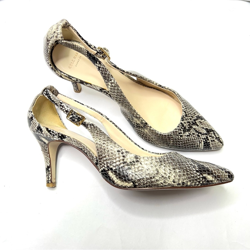 Cole Haan Snakeskin Heels Slingback Pumps Pointed Toe Classic Shoes Size 9 - Picture 3 of 15